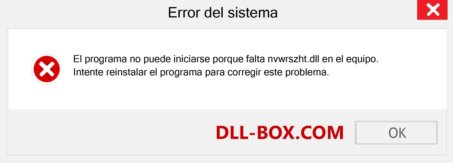 ¿Falta el archivo nvwrszht.dll ?. Descargar para Windows 7, 8, 10 - Corregir nvwrszht dll Missing Error en Windows, fotos, imágenes