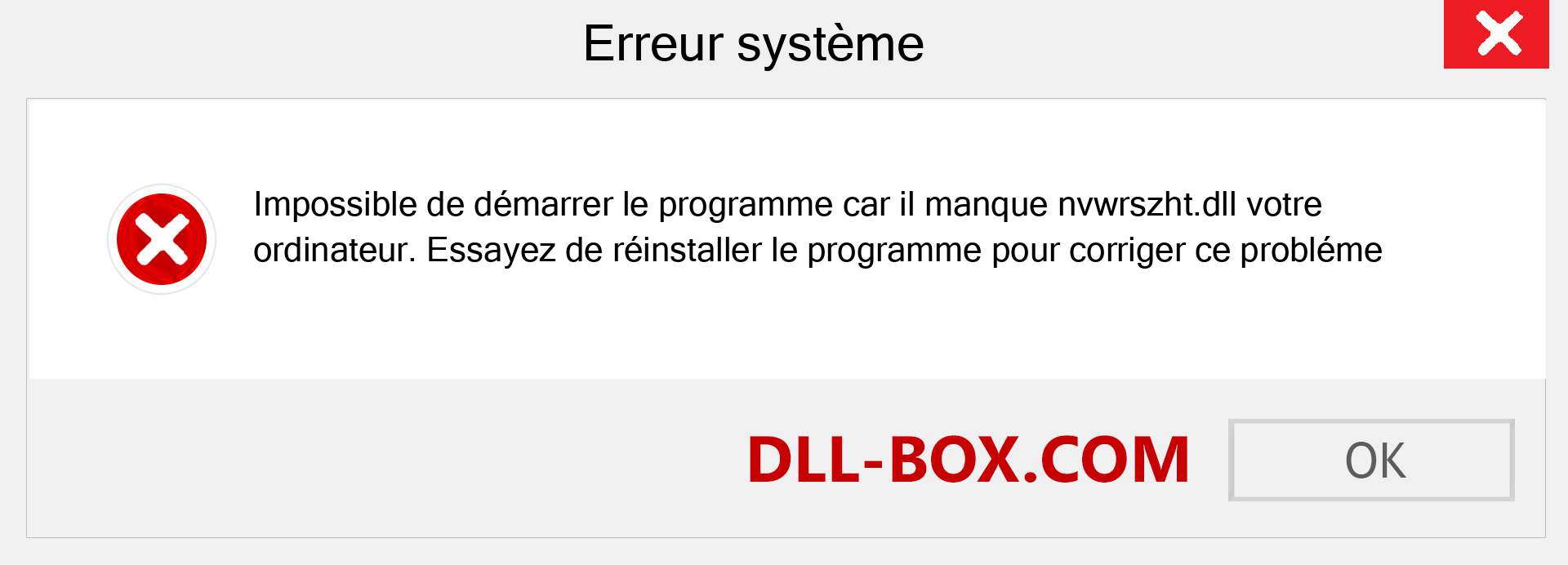 Le fichier nvwrszht.dll est manquant ?. Télécharger pour Windows 7, 8, 10 - Correction de l'erreur manquante nvwrszht dll sur Windows, photos, images